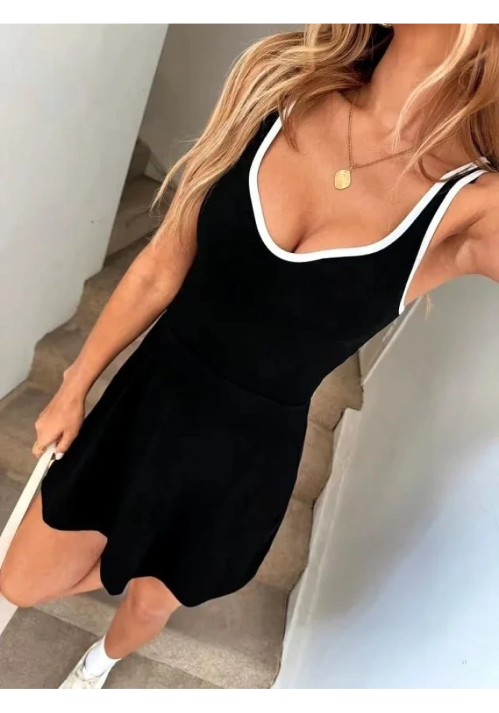 Kadın Askılı Kalp Yakalı şerit Detaylı Dalgıç Kısa Elbise