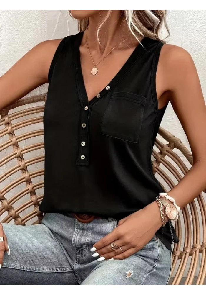 Kadın Askılı önden Düğmeli Viskon Bluz