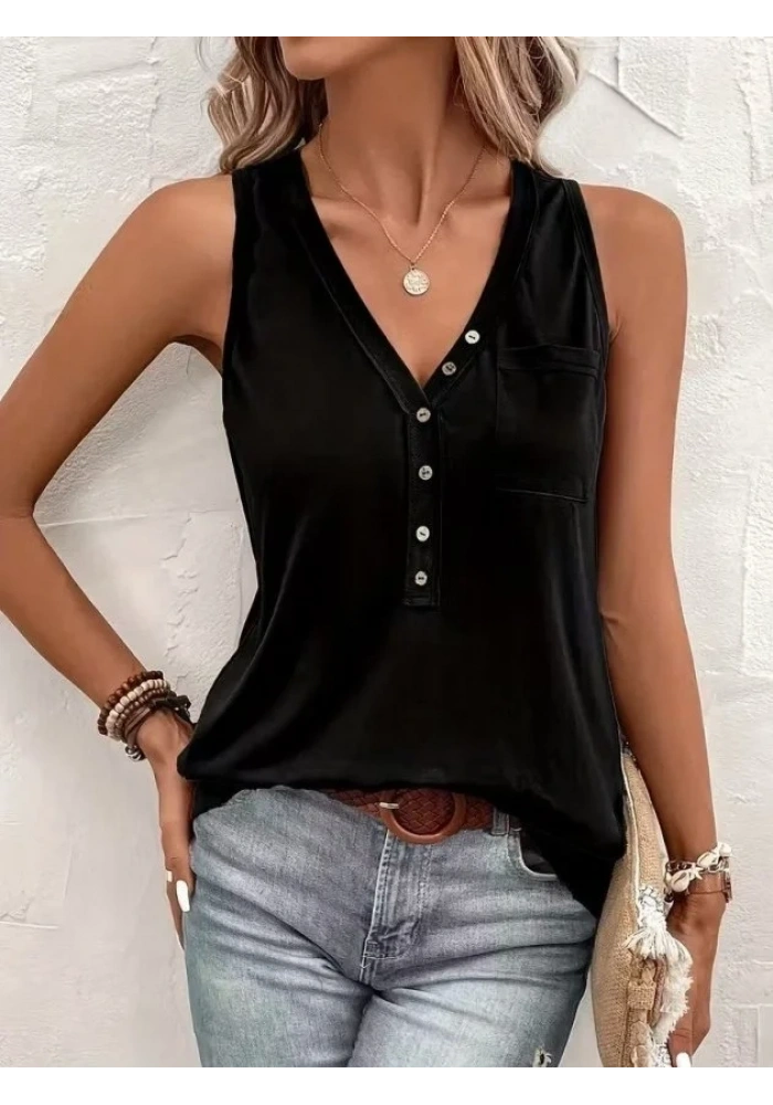 Kadın Askılı önden Düğmeli Viskon Bluz