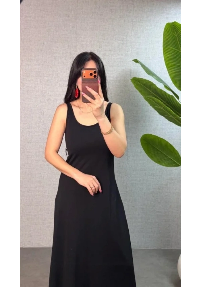 Kadın Askılı Yuvarlak Yaka Süprem Kumaş Elbise