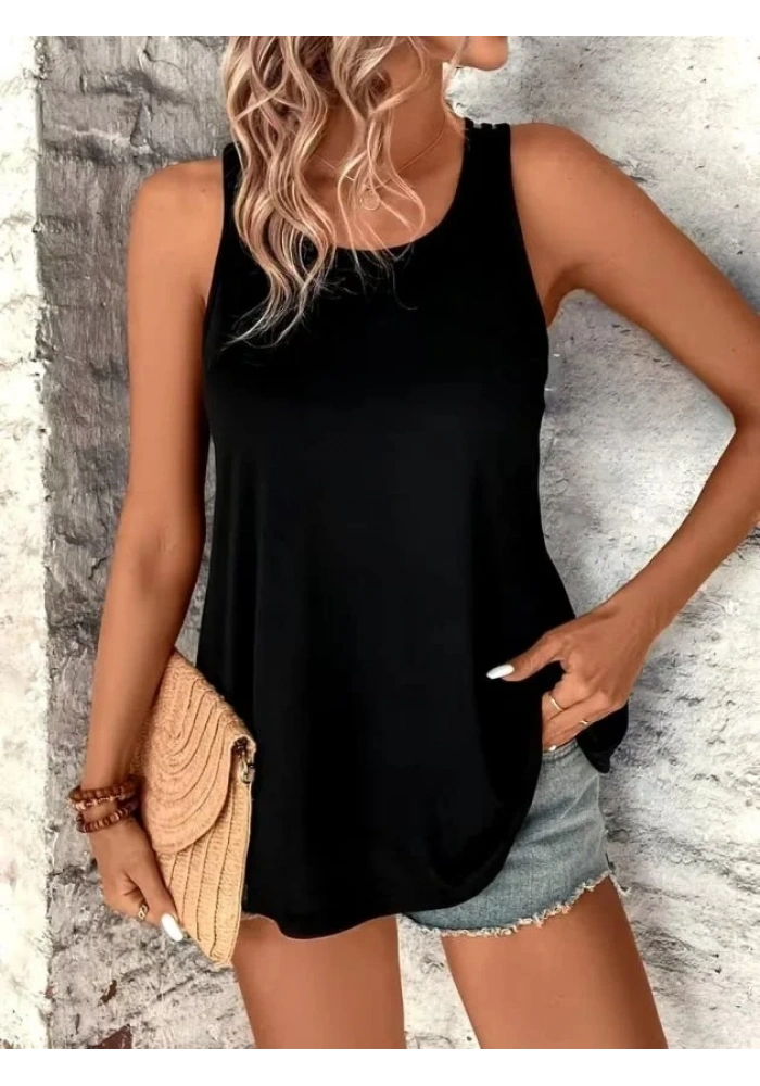 Kadın Askılı Yuvarlak Yakalı Arkası şerit Detaylı Viskon Bluz
