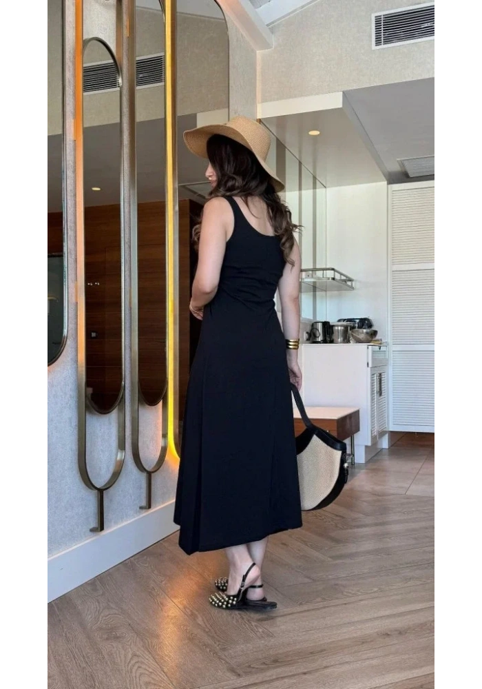 Kadın Askılı Yuvarlak Yakalı Viskon Elbise