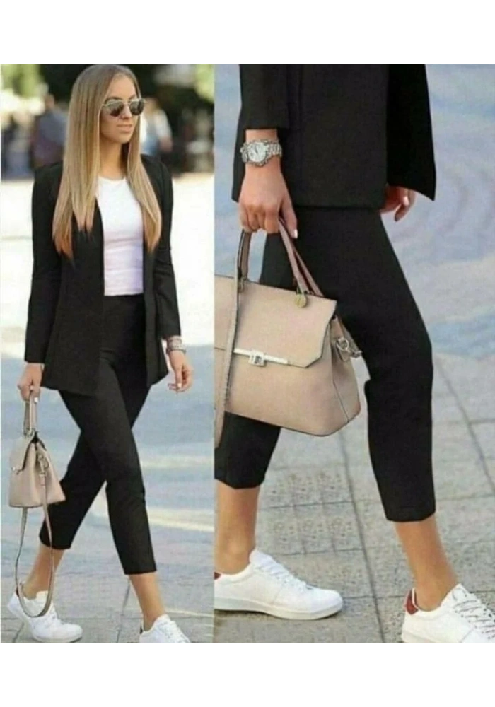 Kadın Atlas Kumaş Ceket Pantolon Takım