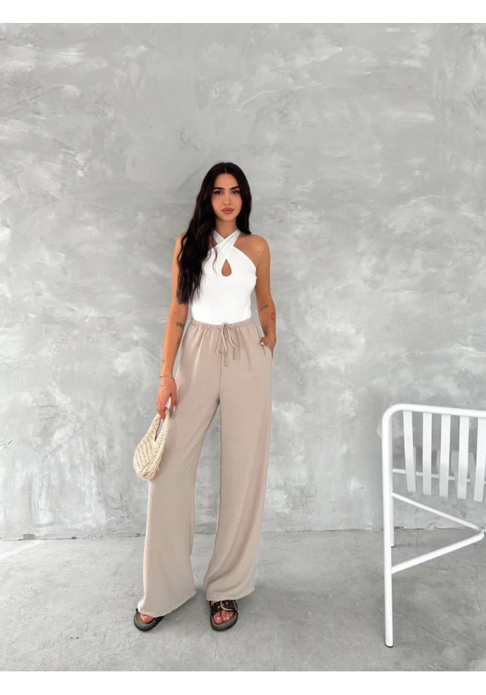 Kadın Ayrobin Oversize Kadın Pantalon - Bej
