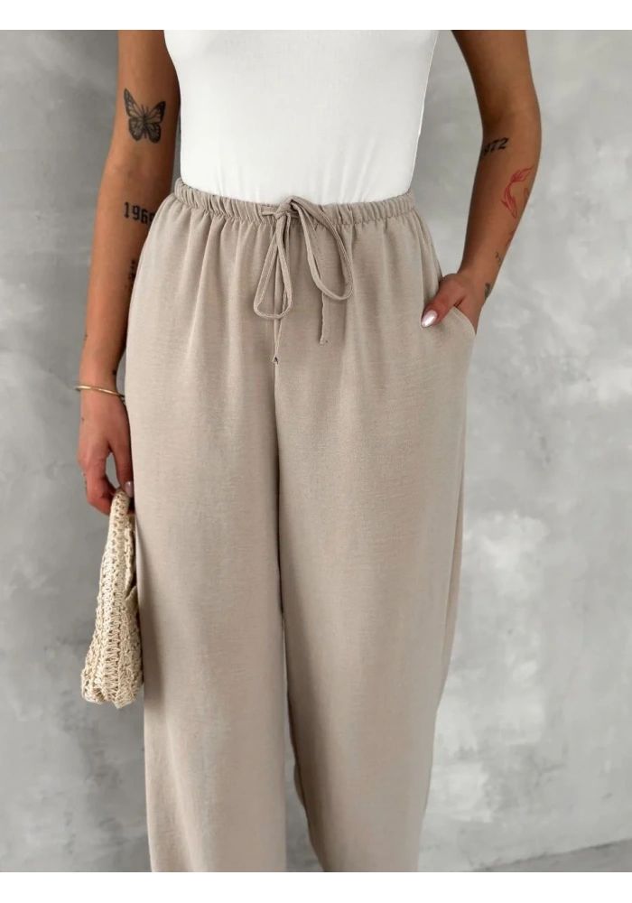 Kadın Ayrobin Oversize Kadın Pantalon - Bej
