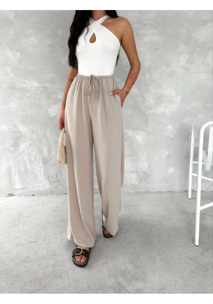 Kadın Ayrobin Oversize Kadın Pantalon - Bej