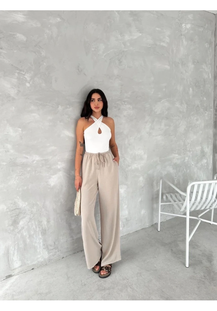 Kadın Ayrobin Oversize Kadın Pantalon - Bej