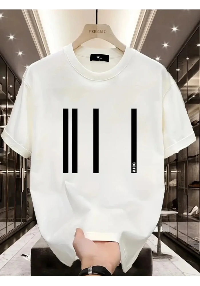 Kadın Kısa Kol Yazlık Tişört Bisiklet Yaka Baskılı Oversize T-Shirt - Beyaz