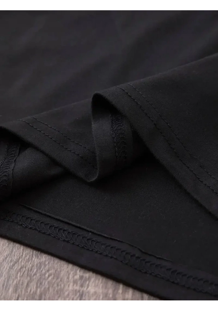 Kadın Kısa Kol Yazlık Tişört Bisiklet Yaka Baskılı Oversize T-Shirt - Siyah