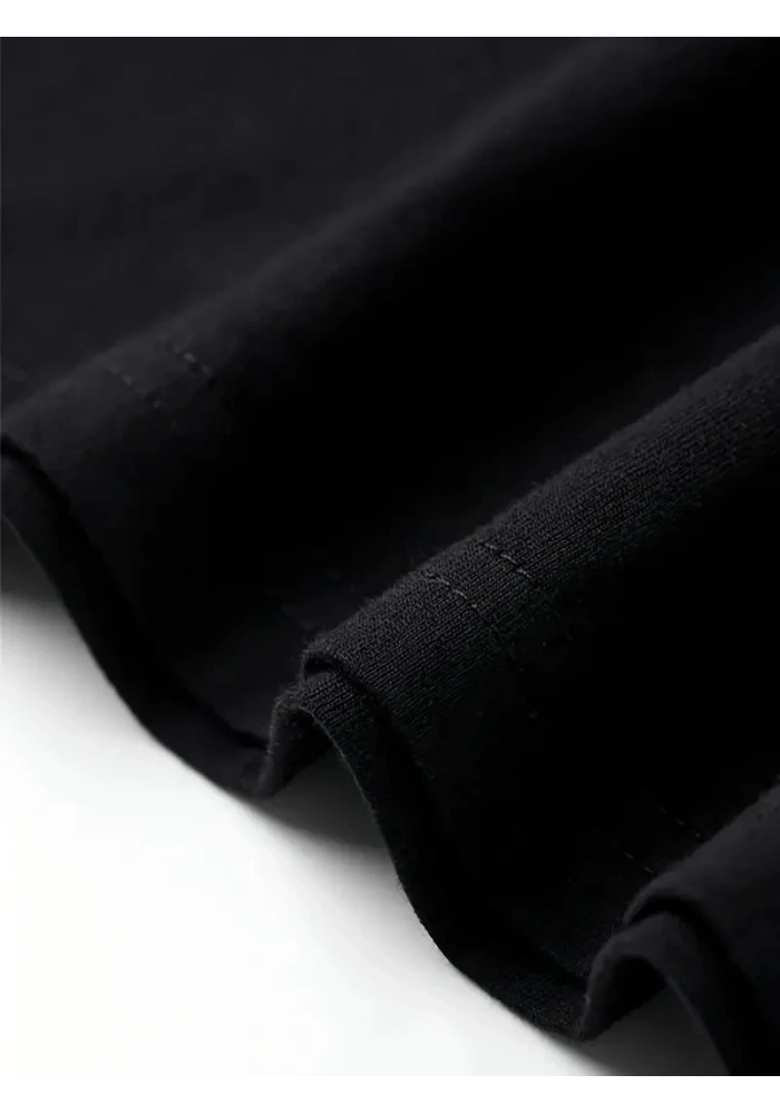 Kadın Kısa Kol Yazlık Tişört Bisiklet Yaka Baskılı Oversize T-Shirt - Siyah
