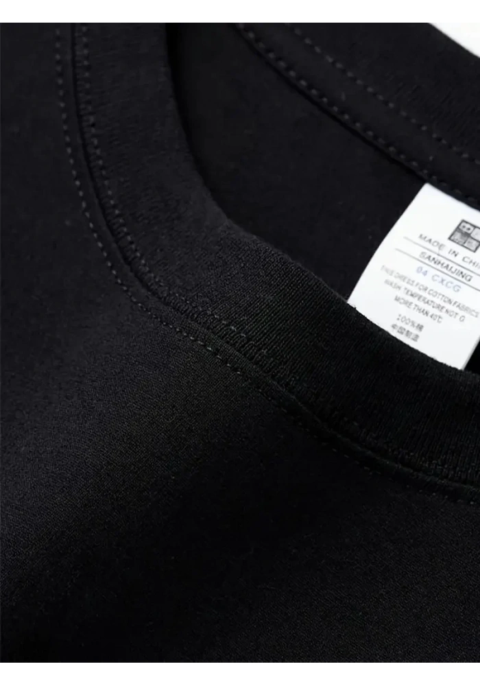 Kadın Kısa Kol Yazlık Tişört Bisiklet Yaka Baskılı Oversize T-Shirt - Siyah