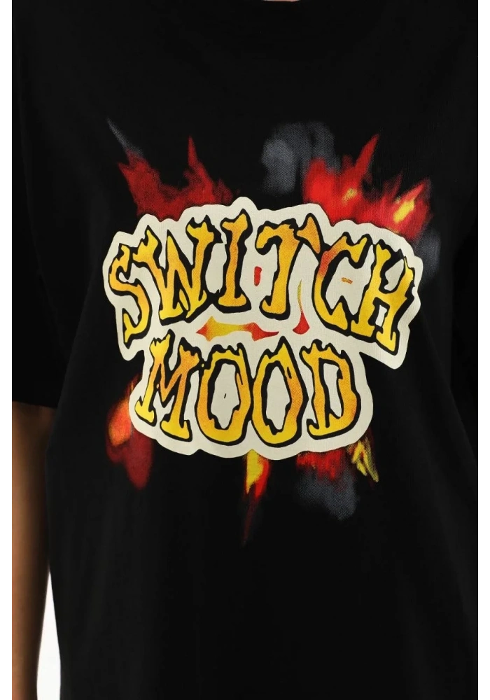 Kadın Kısa Kol Yazlık Tişört Bisiklet Yaka Ejderha Baskılı T-Shirt - Siyah