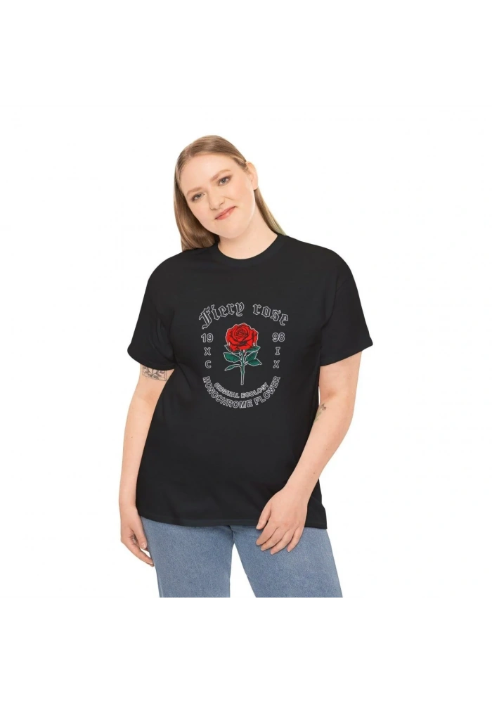 Kadın Bisiklet Yaka Baskılı  Kısa kol T-Shirt - Siyah