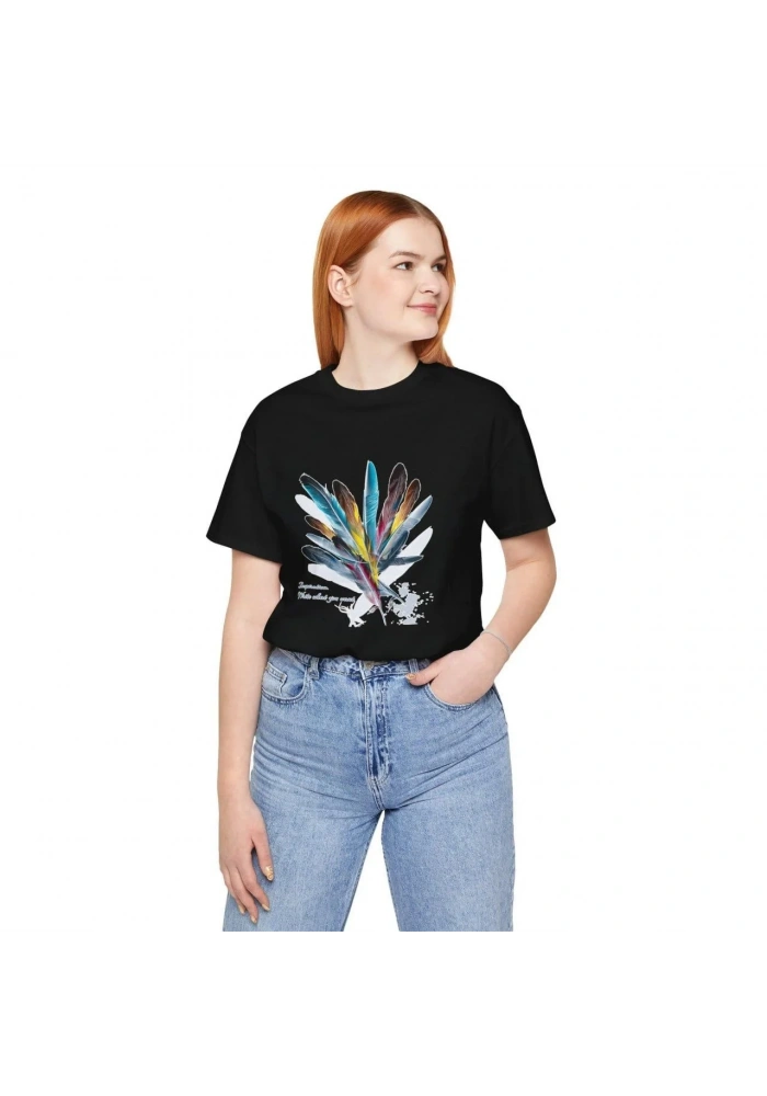 Kadın Baskılı T-Shirt Kısa Kol Bisiklet Yaka Oversize Rahat Kalıp Tişört - Siyah