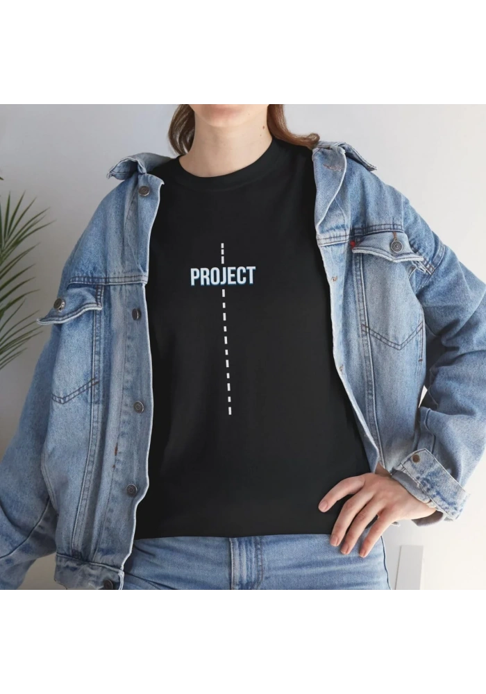 Kadın Bisiklet Yaka Baskılı Kısa kol  T-Shirt - Siyah