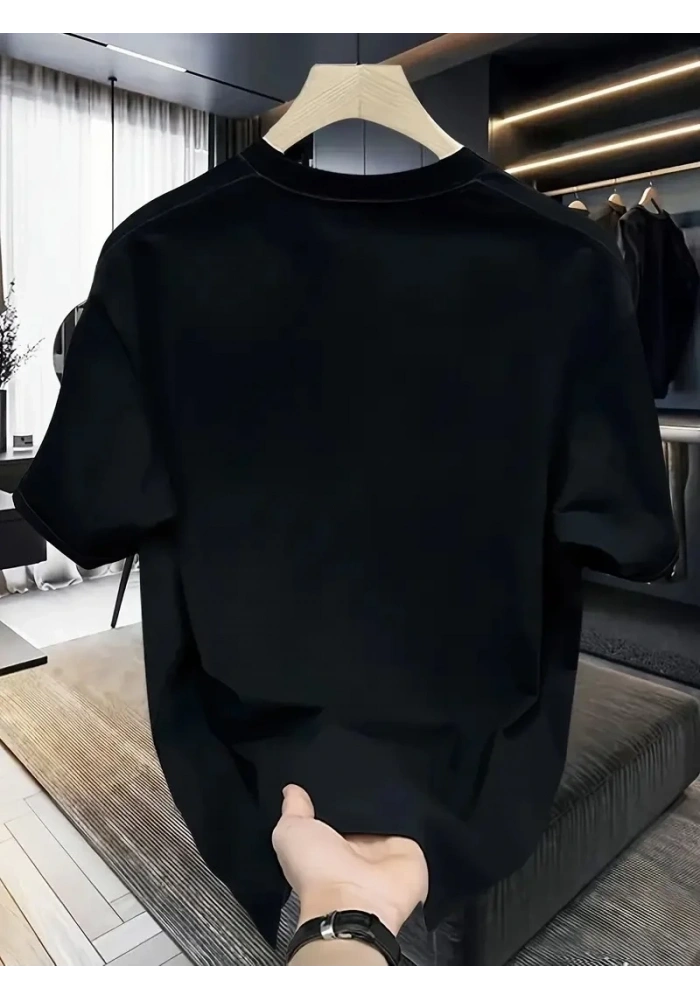 Kadın T-Shirt Bisiklet Yaka Kısa kol Baskılı Tişört - Siyah