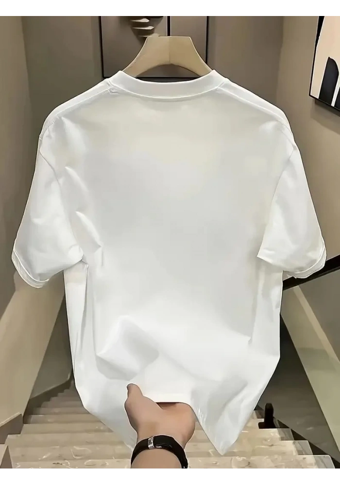 Kadın Kısa Kol Yazlık Tişört Bisiklet Yaka Baskılı Oversize T-Shirt - Beyaz