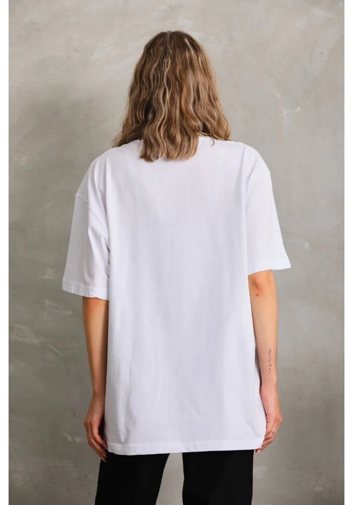 Kadın Düz  Kısa kol Penye T-shirt - Beyaz