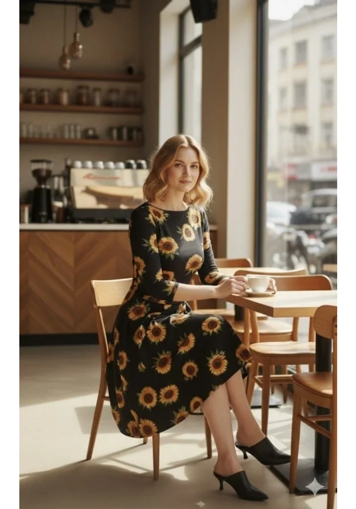 Kadın Fakir Kol Bisiklet Yaka Midi Mikro Elbise