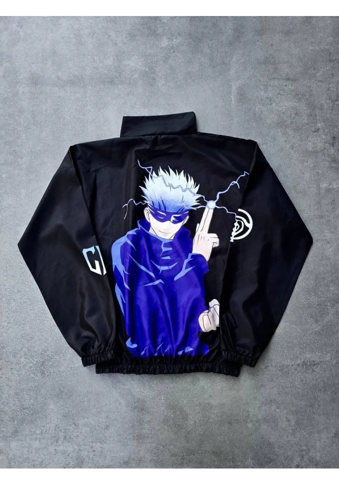 Kadın Fermuarlı Dijital Baskılı Rüzgarlık - Siyah