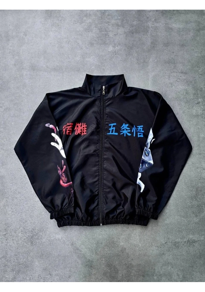 Kadın Fermuarlı Dijital Baskılı Rüzgarlık - Siyah