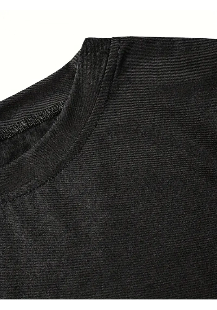 Kadın Tişört fiyonk baskılı Bisiklet yaka yazlık Kısa Kol oversize t-shirt - Siyah