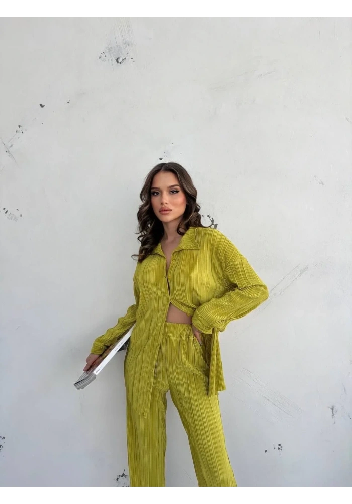 Kadın Gömlek Ve Pantolon Takım - Açık Yeşil