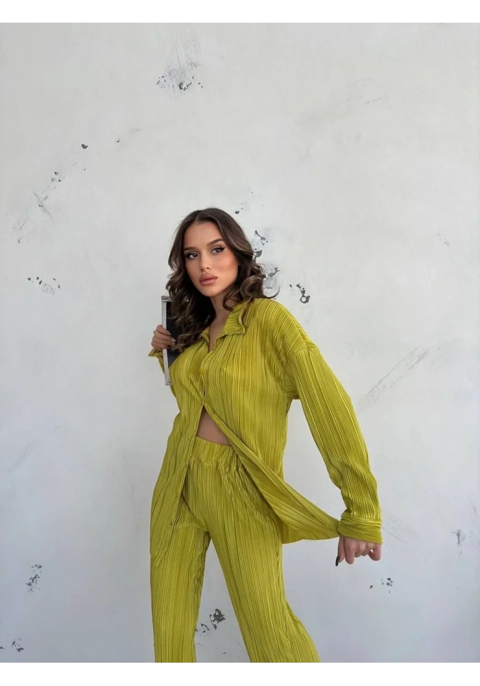 Kadın Gömlek Ve Pantolon Takım - Açık Yeşil