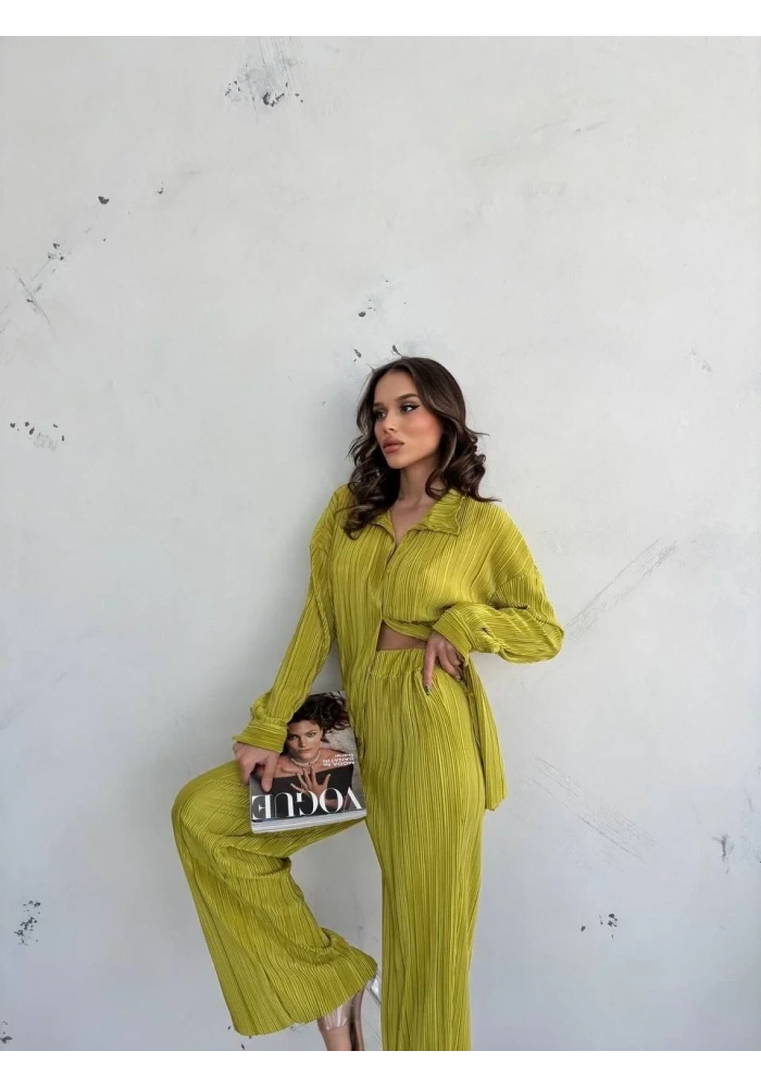 Kadın Gömlek Ve Pantolon Takım - Açık Yeşil