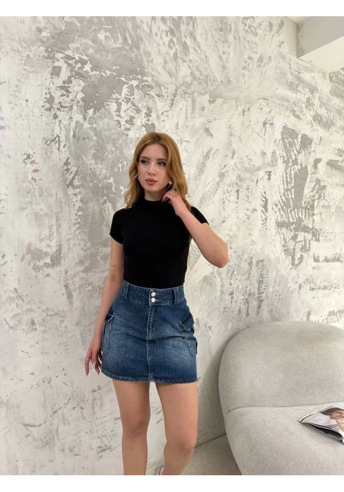 Kadın Kısa kol Badi bluz - Siyah