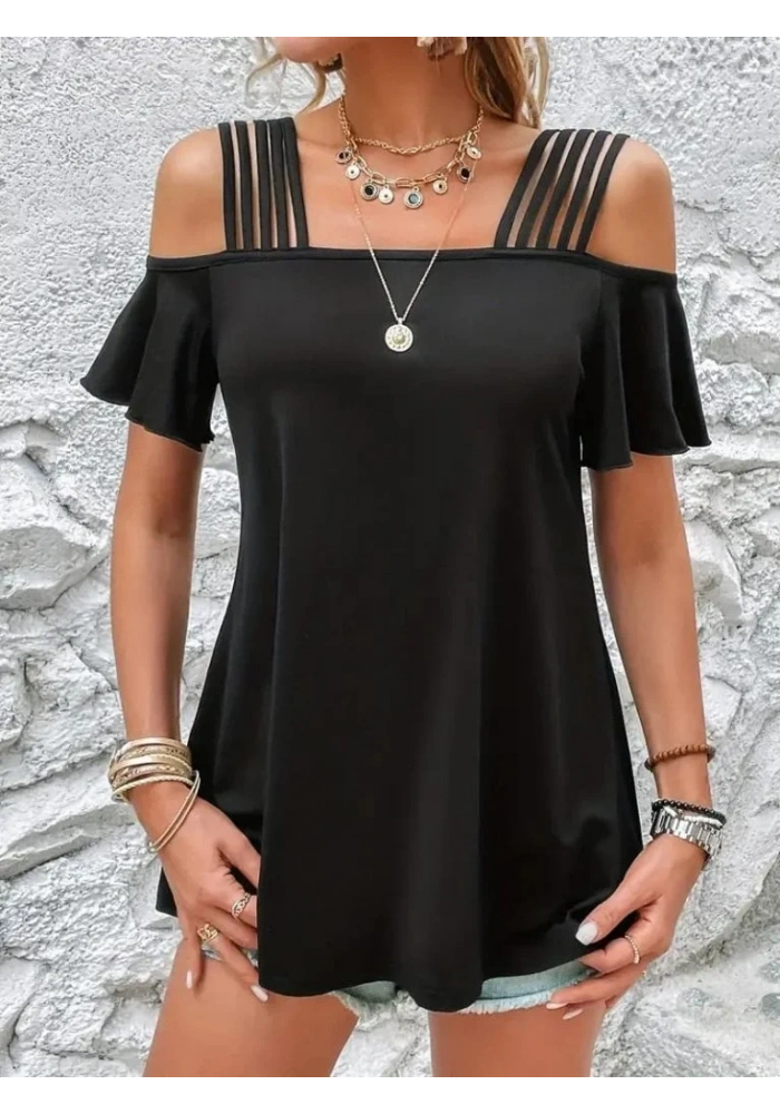 Kadın Kısa Kollu Beş Askılı Viskon Bluz