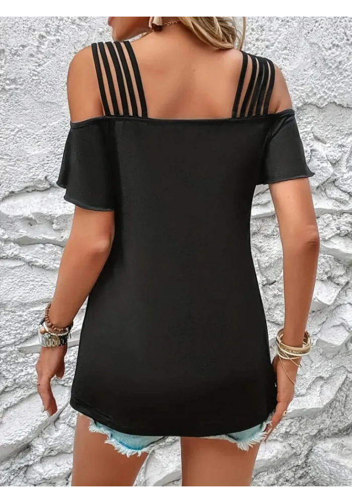 Kadın Kısa Kollu Beş Askılı Viskon Bluz