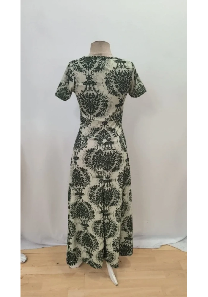 Kadın Kısa Kollu Bisiklet Yaka Puantiyeli Maksi örme Krep Elbise