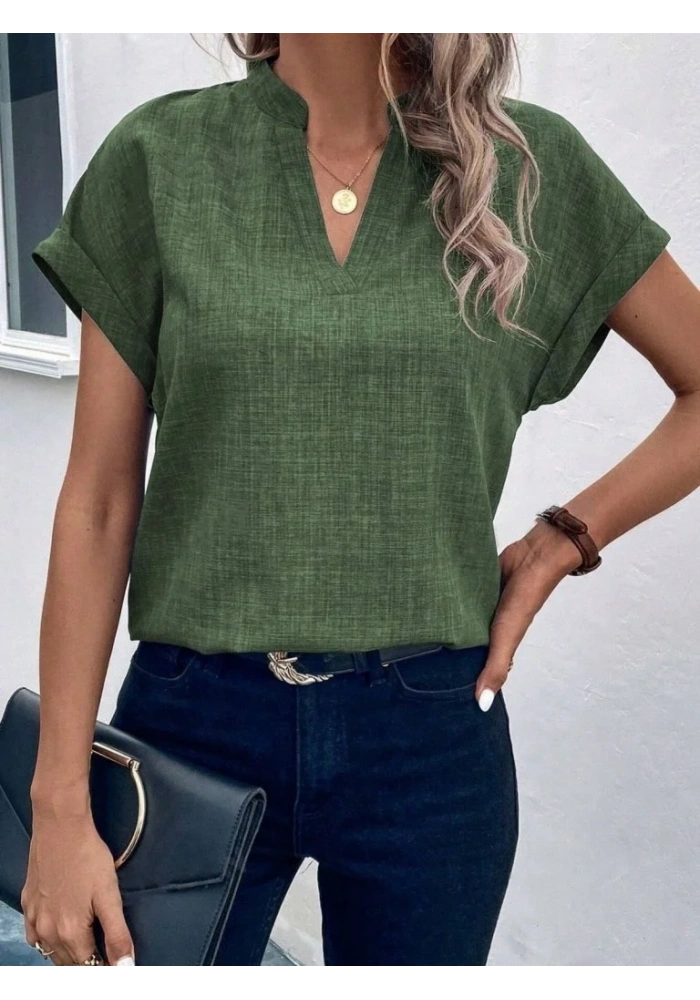 Kadın Kısa Kollu Hakim Yaka Sofya Bluz