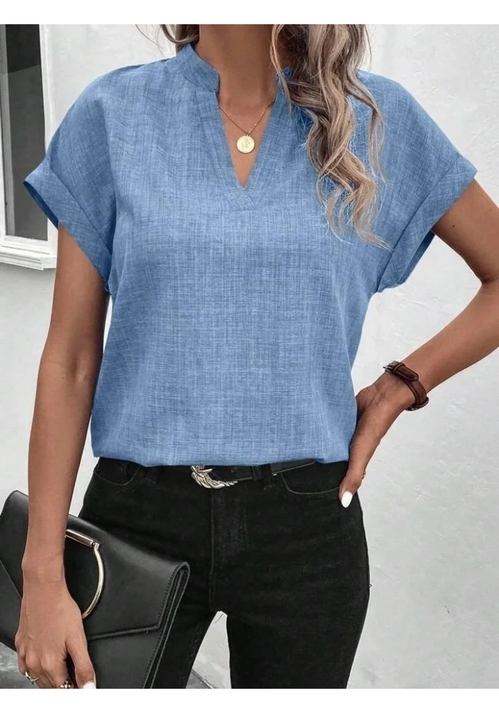 Kadın Kısa Kollu Hakim Yaka Sofya Bluz