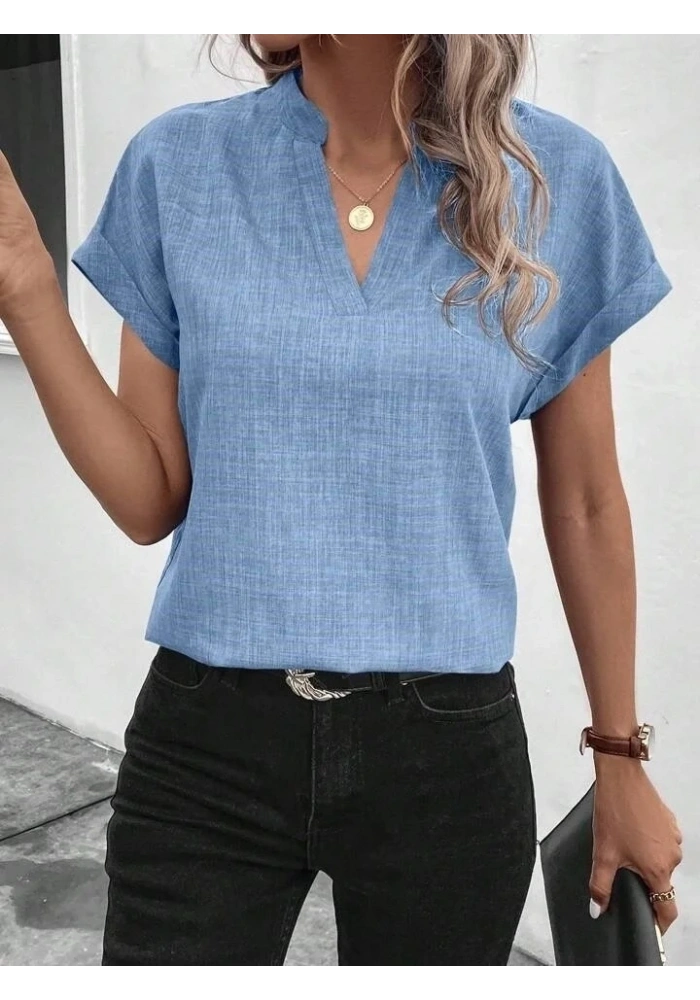 Kadın Kısa Kollu Hakim Yaka Sofya Bluz