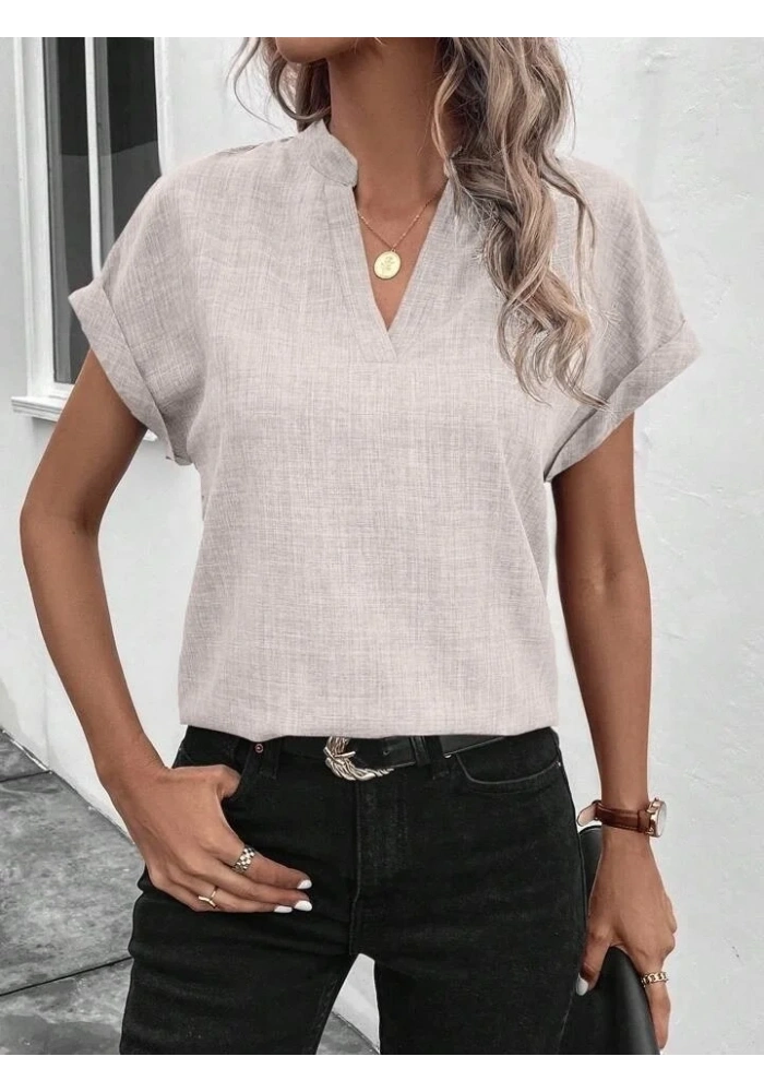 Kadın Kısa Kollu Hakim Yaka Sofya Bluz