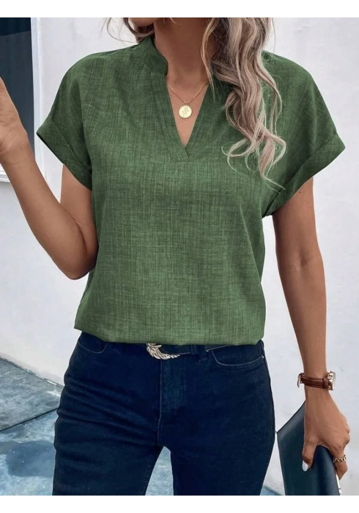 Kadın Kısa Kollu Hakim Yaka Sofya Bluz