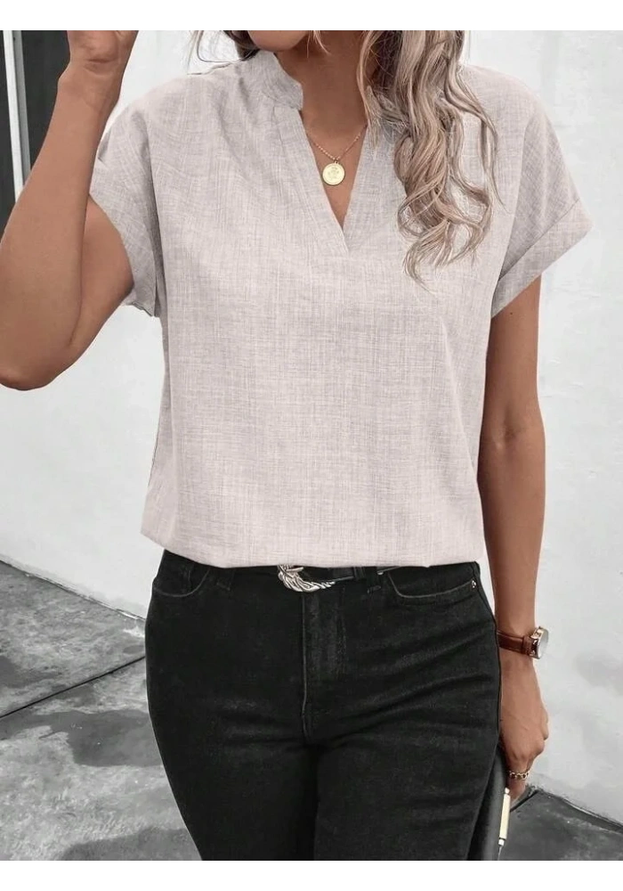 Kadın Kısa Kollu Hakim Yaka Sofya Bluz