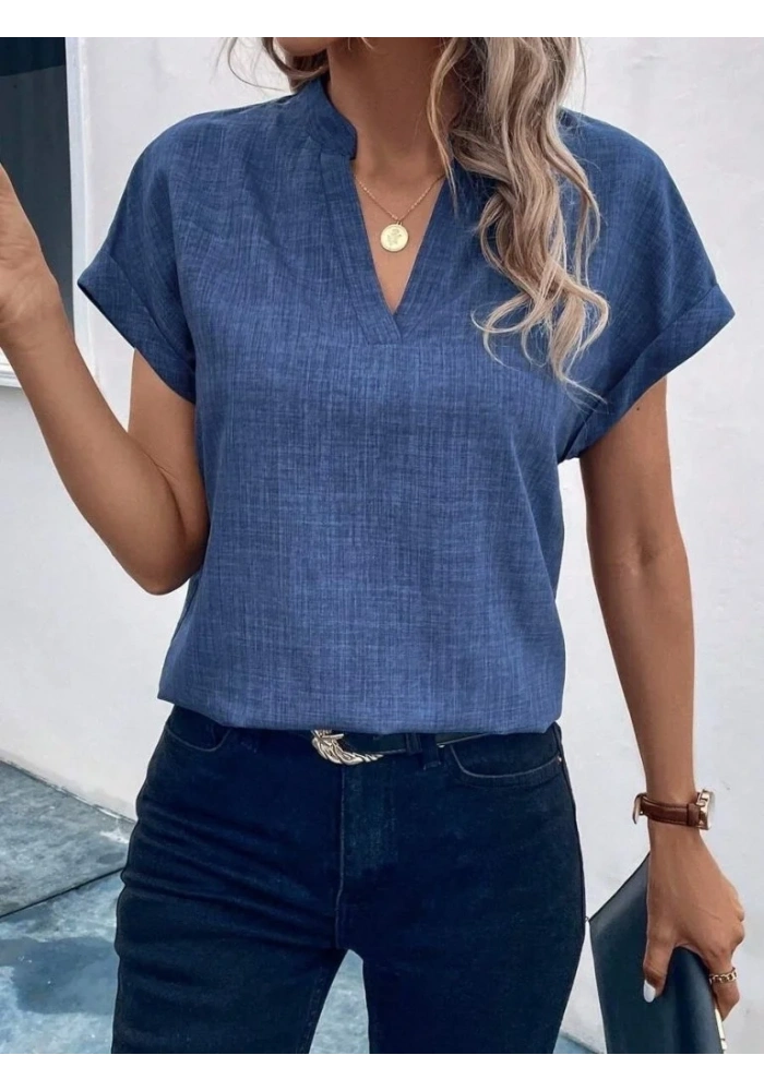 Kadın Kısa Kollu Hakim Yaka Sofya Bluz