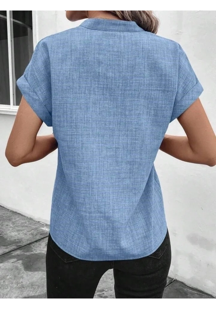 Kadın Kısa Kollu Hakim Yaka Sofya Bluz