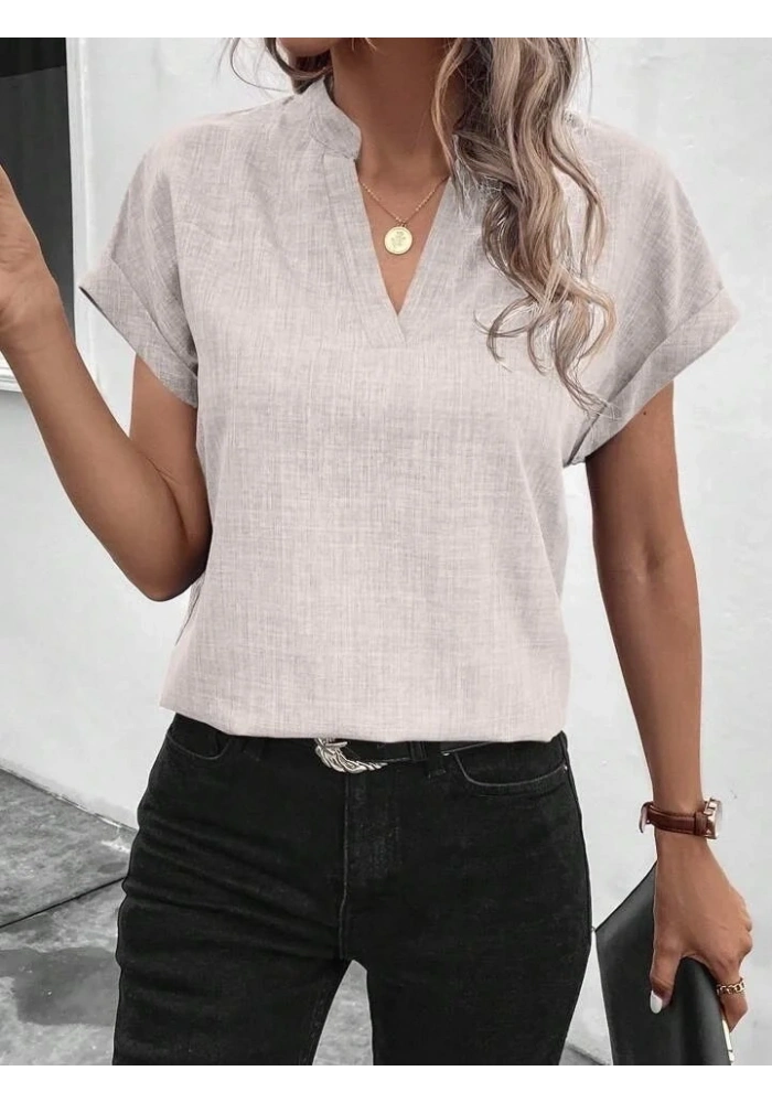 Kadın Kısa Kollu Hakim Yaka Sofya Bluz