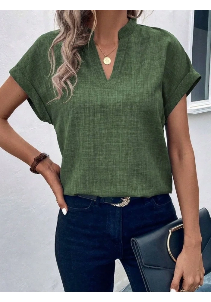 Kadın Kısa Kollu Hakim Yaka Sofya Bluz