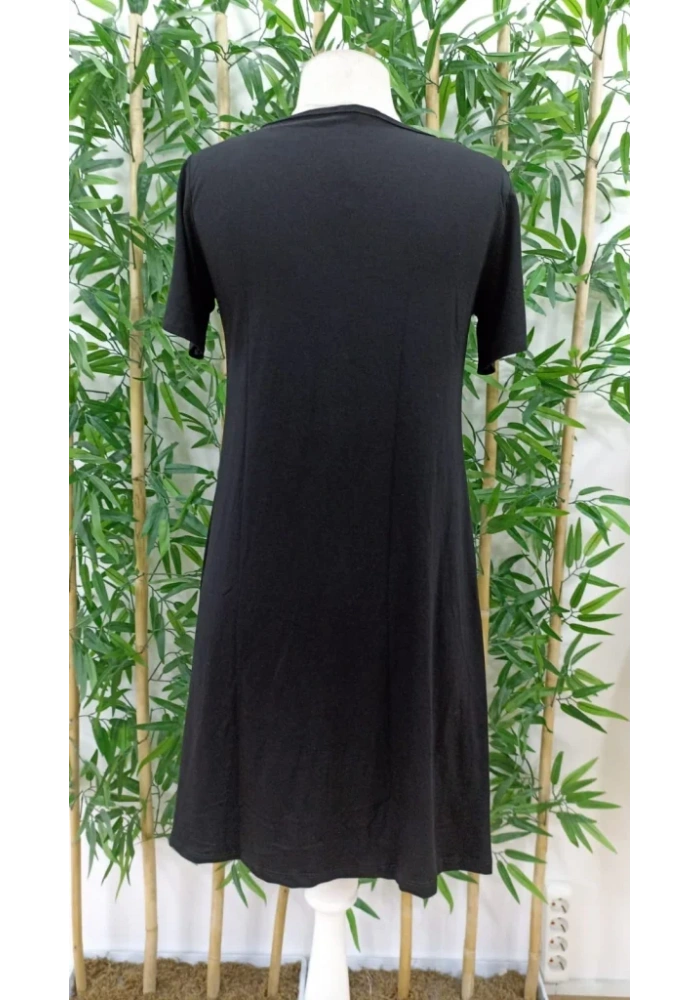 Kadın Kısa Kollu V Yaka önü Düğmeli Viskon Elbise