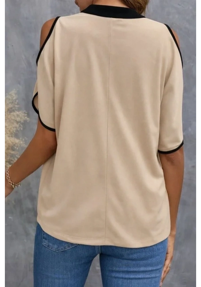 Kadın Kısa Kollu V Yakalı Ithal Krep Bluz