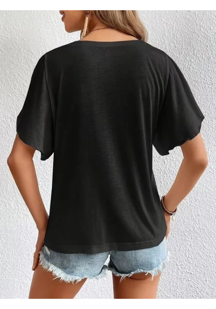 Kadın Kısa Kollu V Yakalı Viskon Bluz