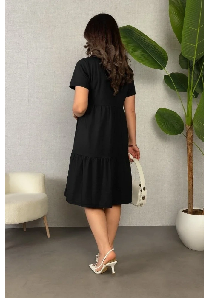 Kadın Kısa Kollu V Yakalı Viskon Elbise