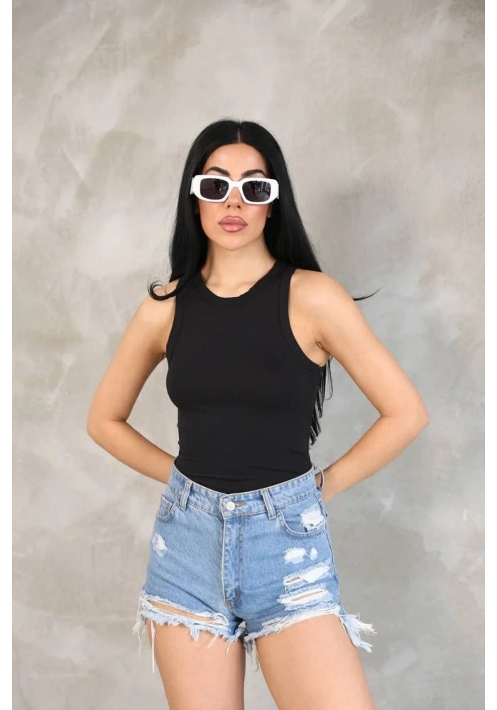 Kadın Kolsuz Badi bluz - Siyah