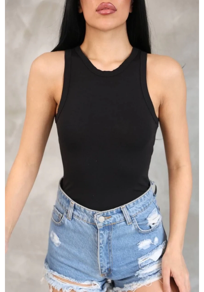 Kadın Kolsuz Badi bluz - Siyah