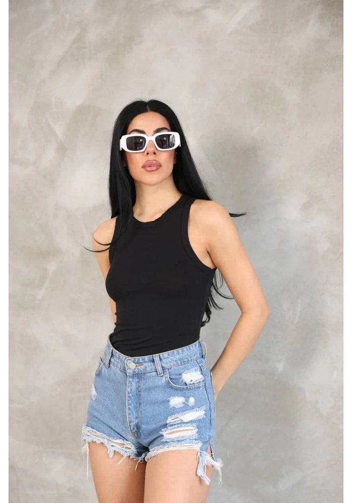 Kadın Kolsuz Badi bluz - Siyah